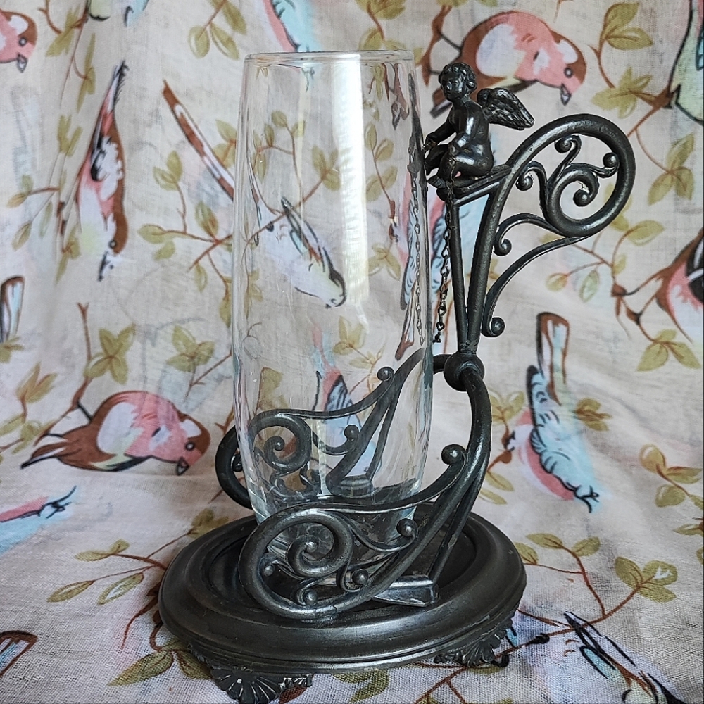 Victorian Cherub Wine Bottle Holder Vintage Home Decor Vase Conversation Piece - Picture 2 of 13